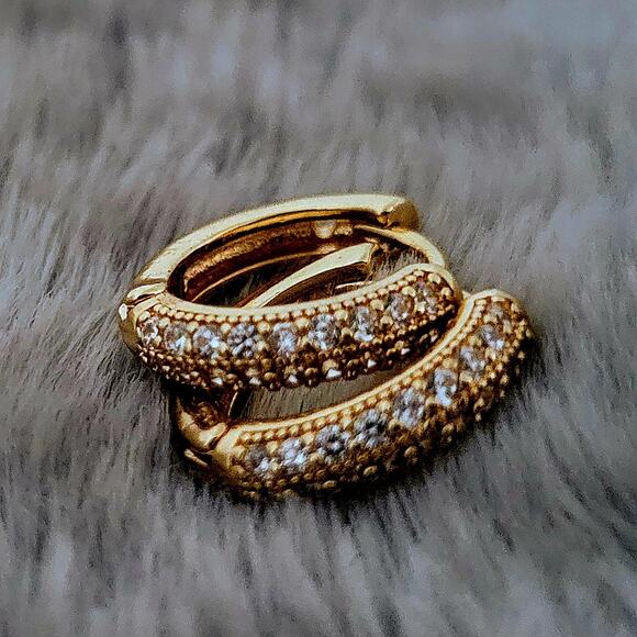 Gold Plated Huggie Earrings - Picture 7 of 10